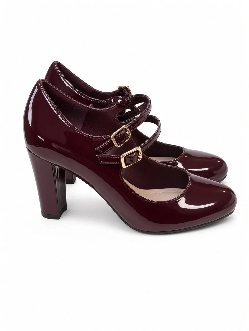 NWOT Impo Teresa Burgundy Patent Mary Jane Heels 7.5 Coquette Block Heel